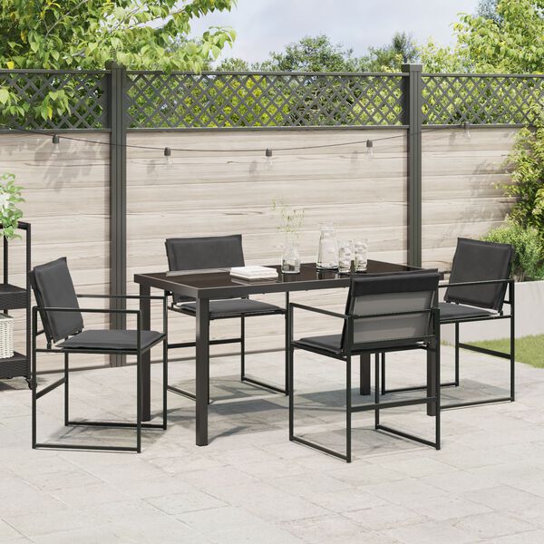 vidaXL Tuin Eetset 5 pcs Zwart Textilene en staal