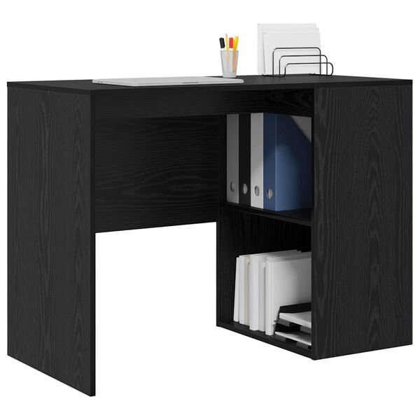 vidaXL Bureau met plank Zwart Eiken 102 x 50 x 75 cm Bewerkt hout