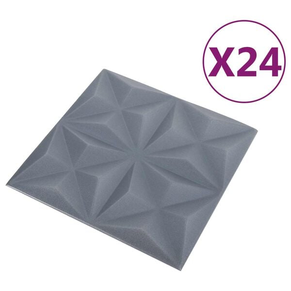 vidaXL Wandpanelen 24 pcs Origami Grijs 50 x 50 cm XPS Schuim
