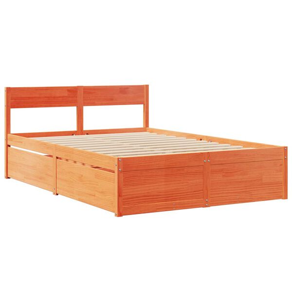 vidaXL Bedframe zonder matras massief grenenhout wasbruin 120x190 cm