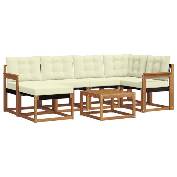 vidaXL Buiten bankenset met kussen 7 pcs Natuurlijk en Cr&egrave;me
