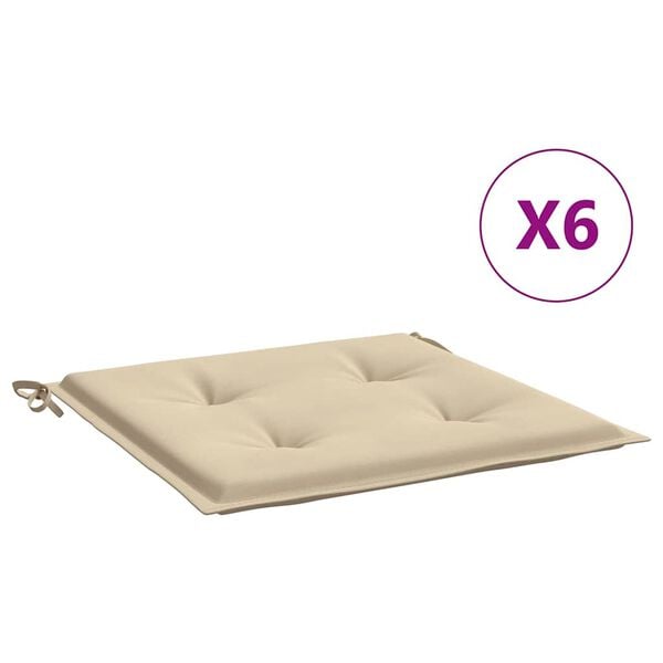 vidaXL Tuinstoelkussens 6 st 40x40x4 cm oxford stof beige