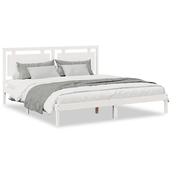 vidaXL Bedframe extra lang zonder matras massief hout wit 200x220 cm