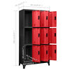 vidaXL Lockerkast 90x45x180 cm staal antracietkleurig en rood