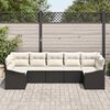 vidaXL Bankstel met kussen 7 pcs Zwart poly rattan