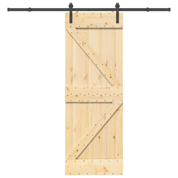 vidaXL Schuifdeur met beslag 70x210 cm massief grenenhout
