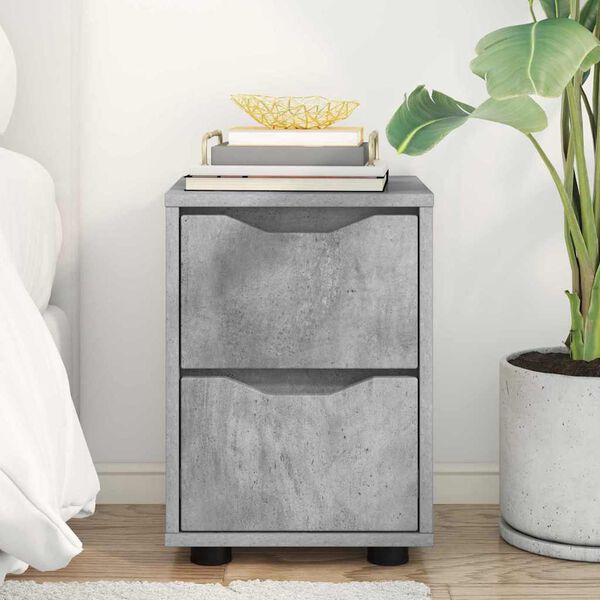 vidaXL Nachtkastje met lade Beton Grijs 30,5 x 30 x 43 cm Bewerkt hout