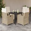 vidaXL 5-delige Tuinset met kussens poly rattan beige