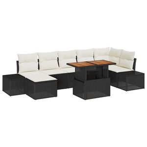 vidaXL Tuin Sofa Set met kussen 8 pcs Zwart en Cr&egrave;me
