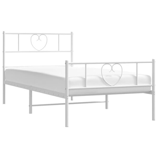 vidaXL Bedframe met hoofd- en voeteneinde metaal wit 75x190 cm