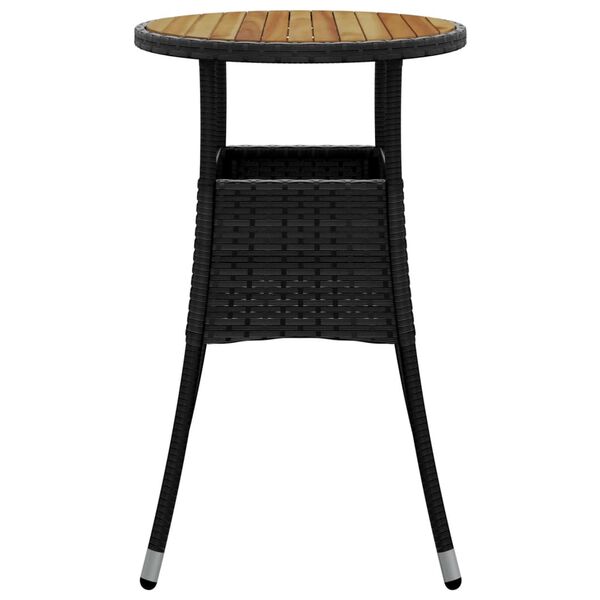 vidaXL Tuintafel Ø60x75 cm acaciahout en poly rattan zwart
