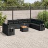 vidaXL 11-delige Loungeset met kussens poly rattan zwart