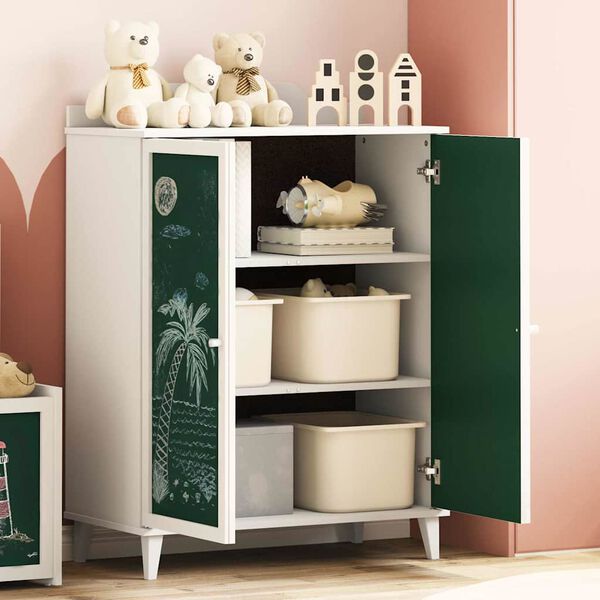 vidaXL Kast met twee deuren en een krijtbordfront ROROS Wit