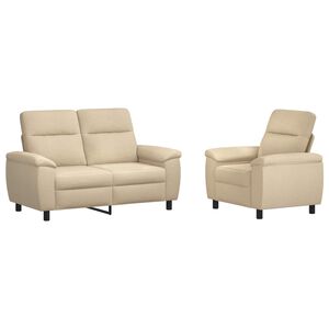 vidaXL Bankstel 2 pcs Cr&egrave;mekleurig Stof