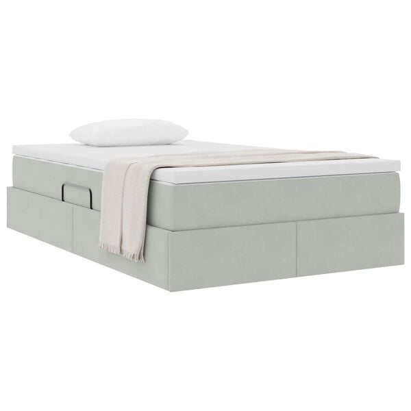 vidaXL Opbergbed met matras met matras Lichtgrijs 120 x 190 cm Fluweel