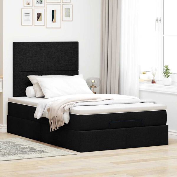 vidaXL Ottoman bed met matras 120x200cm stof zwart