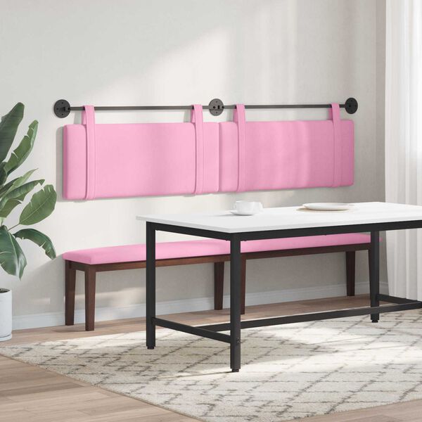 vidaXL Hangend Hoofdeinde Wandgemonteerd Roze 210 x 55 x 5 cm Stof
