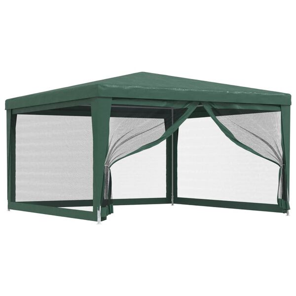 vidaXL Partytent met 4 mesh zijwanden 4x4 m HDPE groen
