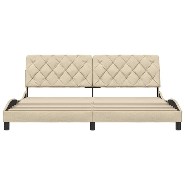 vidaXL Bedframe zonder matras stof cr&egrave;mekleurig 200x200 cm