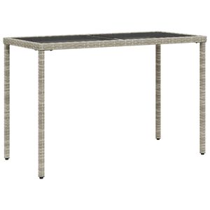 vidaXL Tuintafel met glazen blad 115x54x74 cm poly rattan lichtgrijs