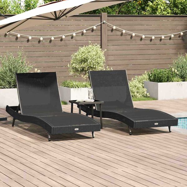 vidaXL Ligstoelen 3 pcs Zwart 40 x 40 x 40.5 cm poly rattan