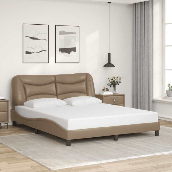 vidaXL Bedframe zonder matras "Hvar" kunstleer cappuccinokleurig 160x200 cm
