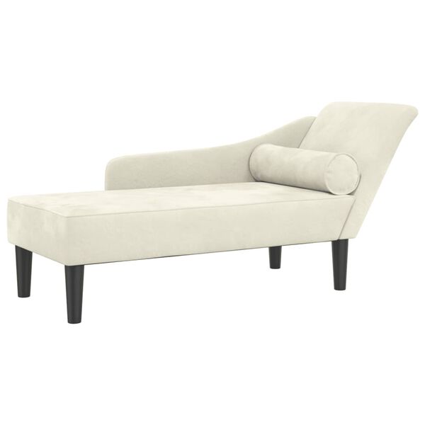 vidaXL Chaise longue met kussens fluweel crèmekleurig