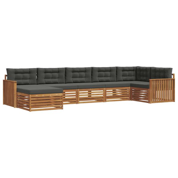 vidaXL Sofa-Sets 7 pcs Natuurlijk en Antraciet Massief Acaciahout