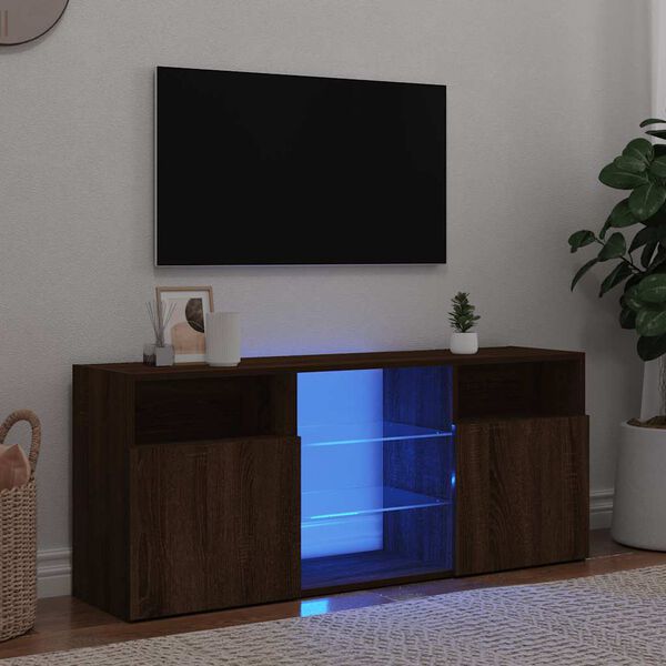 vidaXL Tv-meubel met LED-verlichting 120x30x50 cm bruin eikenkleur