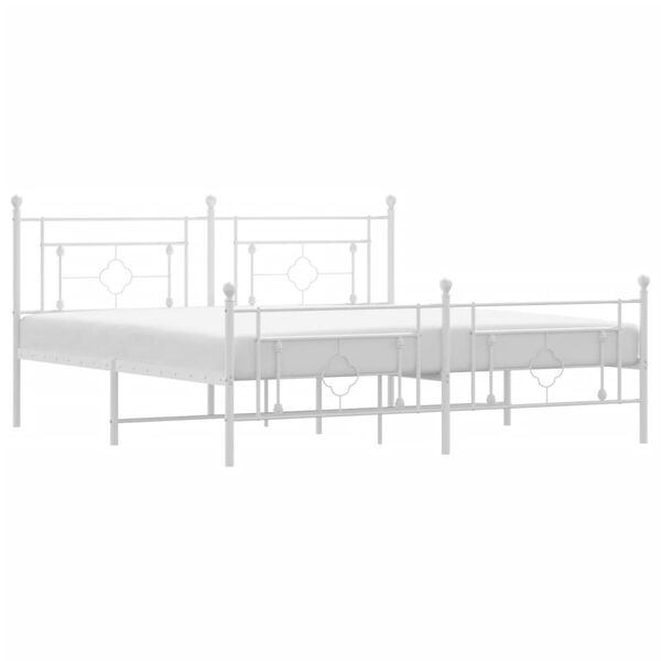vidaXL Bedframe met hoofd- en voeteneinde metaal wit 183x213 cm