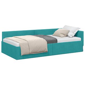 vidaXL Hoekbedframe Turquoise 80 x 200 cm Fluweel