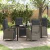 vidaXL Tuin eettafelset met kussen 5 pcs Grijs poly rattan