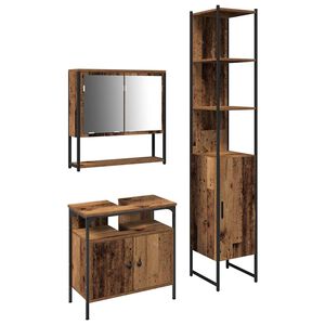 vidaXL Badkamermeubelset met plank 3 pcs Oud Hout Bewerkt hout