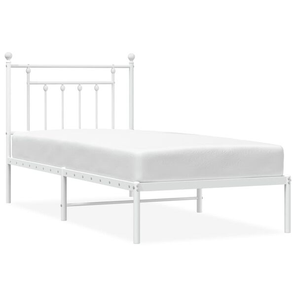 vidaXL Bedframe met hoofdbord metaal wit 90x200 cm