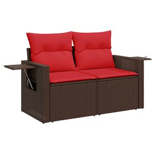 vidaXL Tuinbank met kussens 2-zits poly rattan bruin