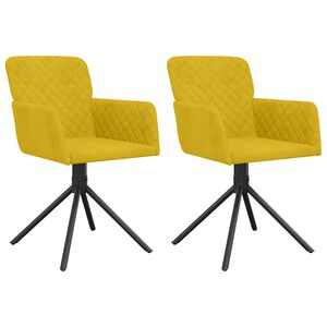 vidaXL Eetkamerstoelen draaibaar 2 st fluweel geel