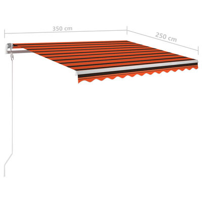 vidaXL Luifel automatisch uittrekbaar met palen 3,5x2,5 m oranje bruin