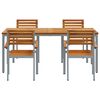 vidaXL Tuin eettafelset 5 pcs Grijs Massief Acaciahout