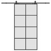 vidaXL Schuifdeur met beslagset 102,5x205 cm ESG glas zwart