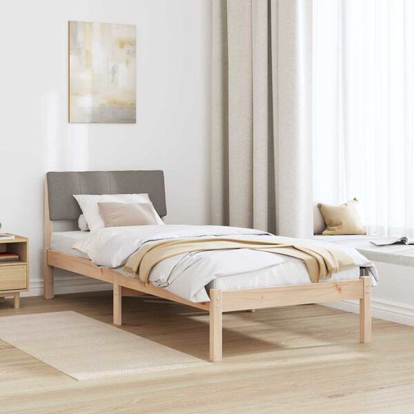 vidaXL Bedframe Bruin en taupe 80 x 200 cm Massief grenenhout