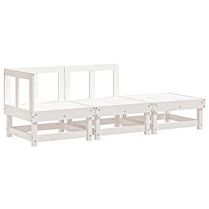 vidaXL 3-delige Loungeset massief grenenhout wit