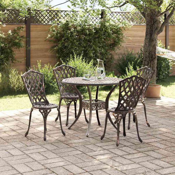 vidaXL Tuin Eetset 5 pcs Brons 90 x 90 x 75 cm Gegoten aluminium