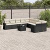 vidaXL 11-delige Loungeset met kussens poly rattan zwart