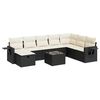vidaXL 9-delige Loungeset met kussens poly rattan zwart