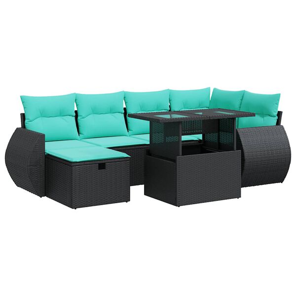 vidaXL 7-delige Loungeset met kussens poly rattan acacia grijs