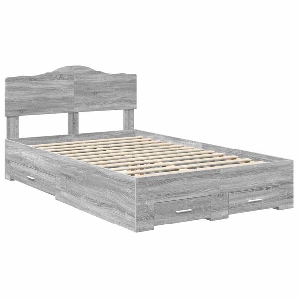 vidaXL Bedframe met hoofdeinde Grijs Sonoma 120 x 200 cm Bewerkt hout