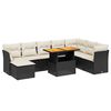 vidaXL 9-delige Loungeset met kussens poly rattan zwart