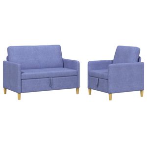vidaXL Bankenset met opbergruimte 2 st Jeans Blauw Polyester