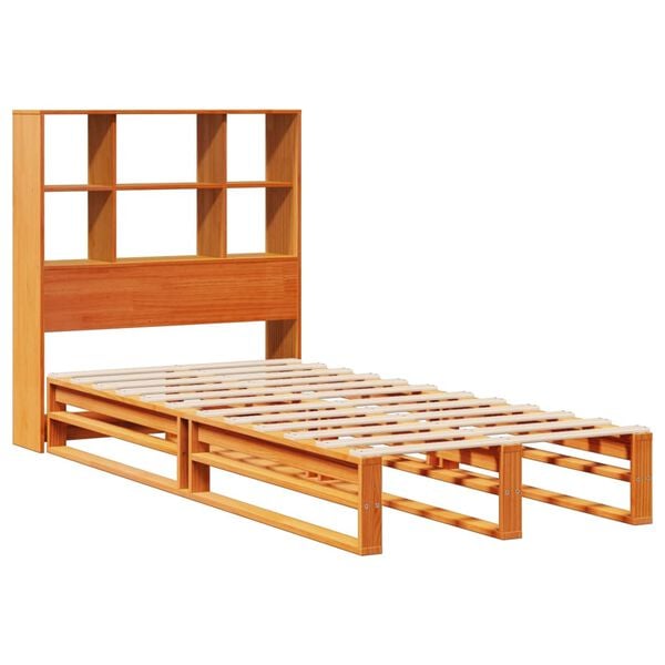 vidaXL Bed met boekenkast zonder matras hout wasbruin 100x200 cm