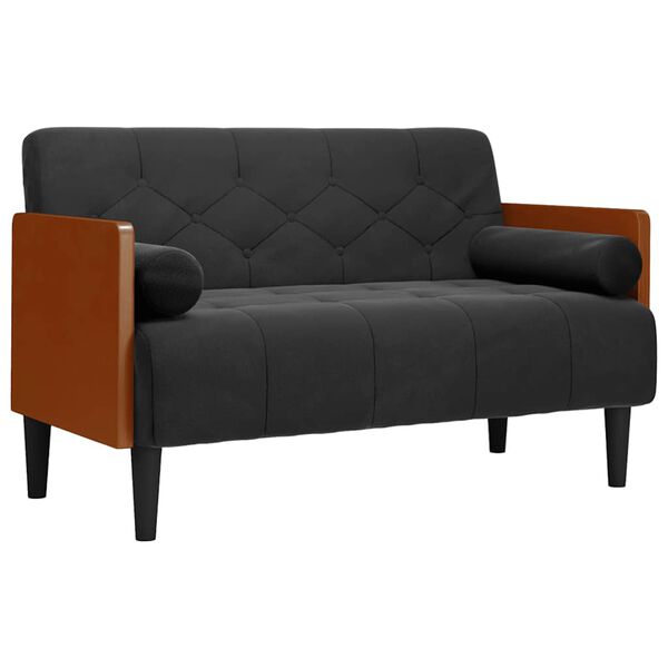 vidaXL Loveseat bank met bolsters zwart 110 cm fluweel